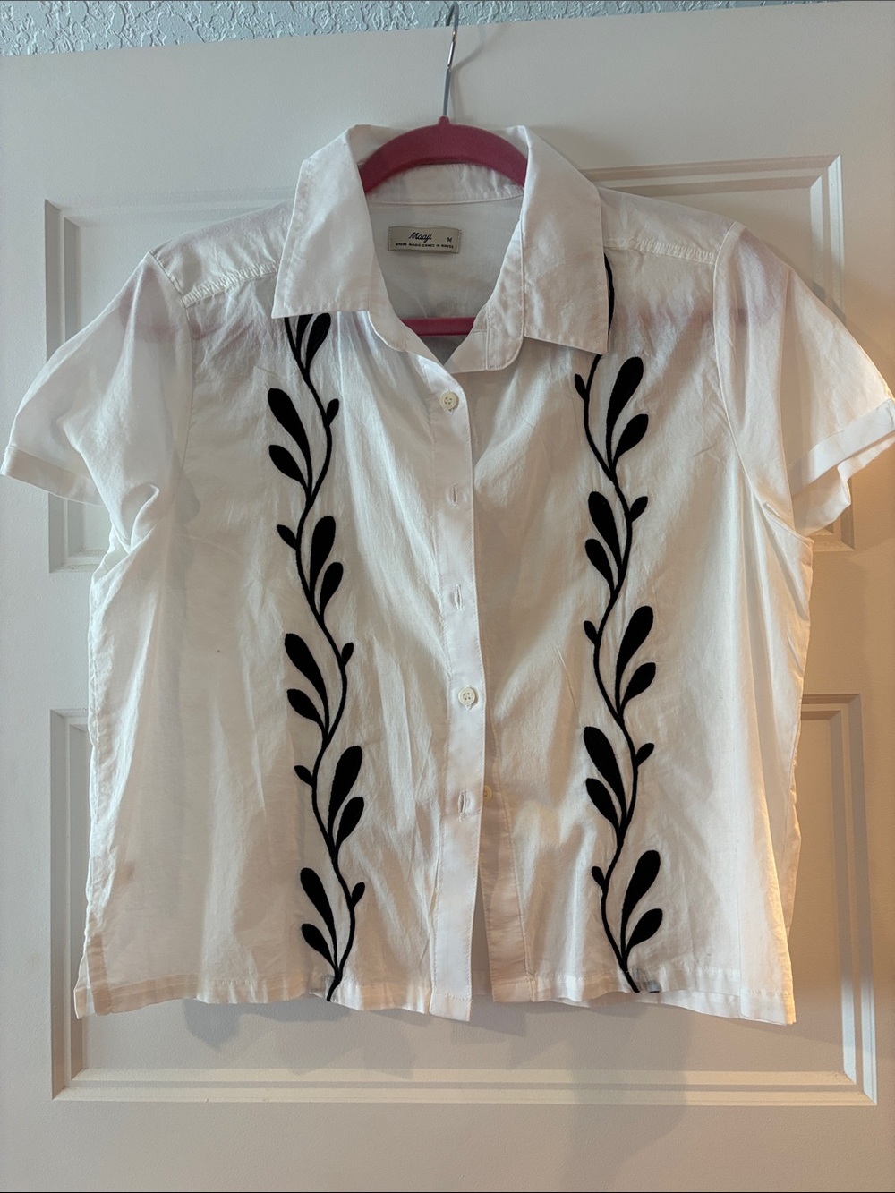 Maaji White Button-Front Shirt with Subtle Black Detail
